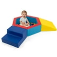 thumbnail image 1 of Costway 3 PCS Baby Foam Climbing Blocks with Ball Pit Triangle Stair 100 Ocean Balls Multicolor, 1 of 10
