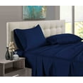 thumbnail image 3 of Bed Sheet Set 4 Piece - 100% Premium Bamboo, Breatheable & Cotton Sheet Sets 15" Deep Pocket, Ultra Soft Pure Organic Bedding Sets for Home - Navy Blue Stripe, Olympic Queen Size., 3 of 5