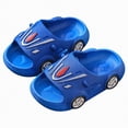 thumbnail image 4 of TOWED22 Slides for Kids, Toddler Pillow Slippers Shower Bathroom Non-Slip Open Toe Soft Comfy Thick Sole Cozy Boys Girls Home House Cloud Cushion Slide Sandals(Blue,9), 4 of 5