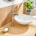 thumbnail image 6 of Brushed Nickel Vessel Sink Faucet Waterfall with Pop Up Drain Assembly and Single-Handle Hole Supply Hose Vanity Lavatory Bathroom Faucet Mixer Tap, 6 of 8