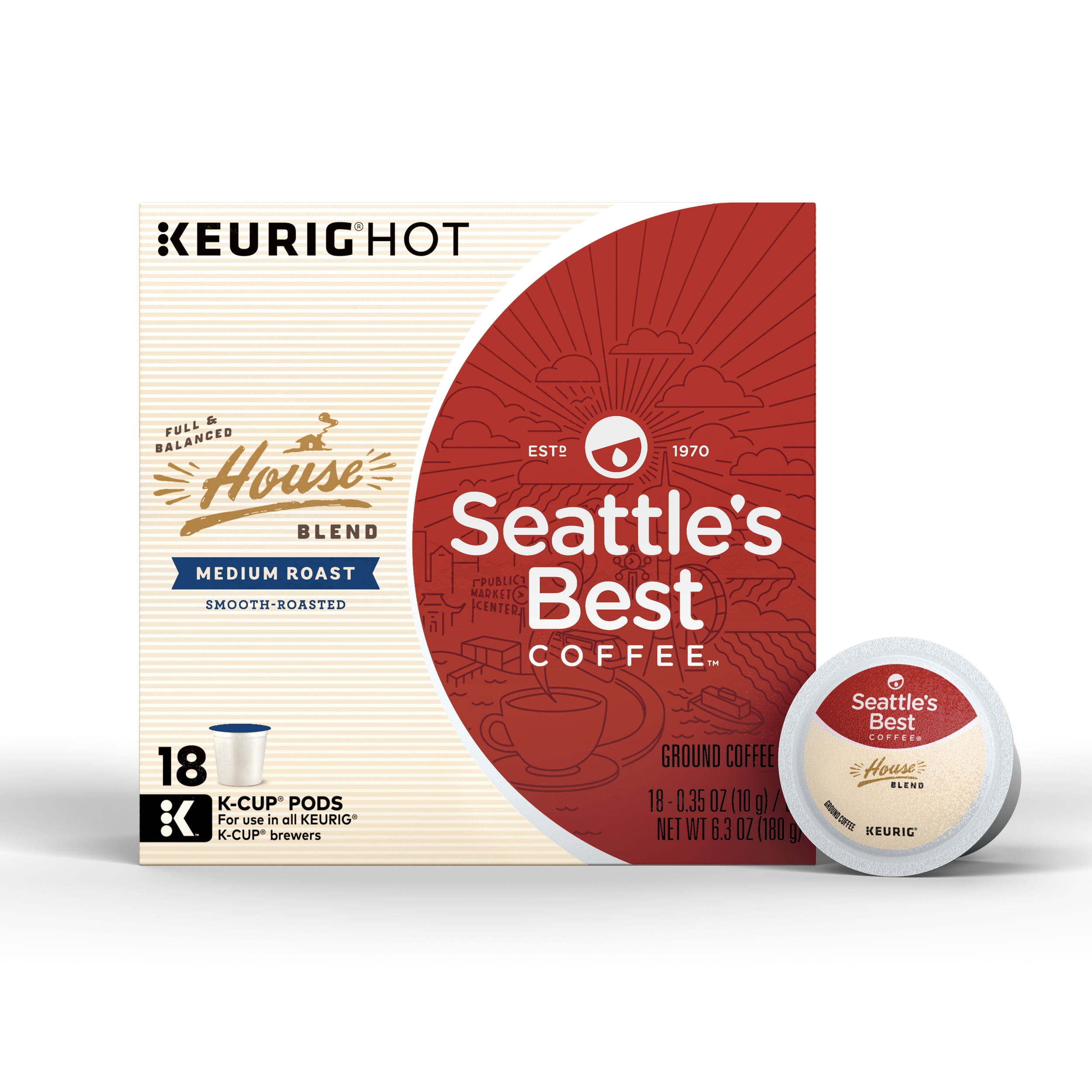 Seattle's Best Coffee House Blend Medium Roast Coffee Keurig KCup