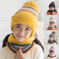 thumbnail image 3 of 3 in 1 Winter Knitted Beanie Hat Mouth Neck Warmer Set for Girls Boys Kids, Warm Fleece Lined Ski Caps with Pompom, 3 of 8