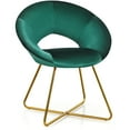 thumbnail image 1 of Costway Chaise d'Appoint Moderne en Velours Chaise de Coiffeuse avec Pied en Métal Doré Vert Foncé, 1 of 10