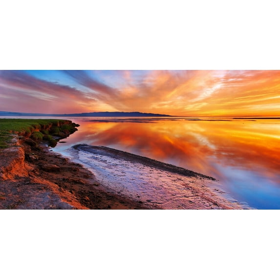 Water Sunset Beach Reflections - CANVAS OR PRINT WALL ART