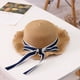 thumbnail image 5 of Sombrero de paja con lazo para mujer, circunferencia de 56-58 cm, borde ondulado, cinta, ala grande, sombrero para el sol, sombrero de verano, protector solar, sombrilla de playa, 5 of 5