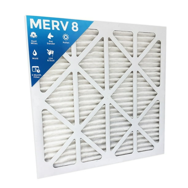 20x25x1 Merv 8 Pleated AC Furnace Air Filters. 12 Pack. (Actual Size 191/2 x 241/2 x 7/8