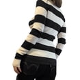 thumbnail image 4 of Fortune Women Striped Knitted Pullover Long Sleeve Slim Tops Casual Contrast Color Tops, 4 of 9