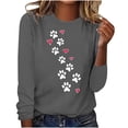 thumbnail image 2 of Spring Tops for Women Womens Tops under $5 Spring Trendy Women's Printed Round Neck Pullover Long Sleeved Casual Tops Gray M, 2 of 4
