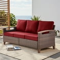 thumbnail image 2 of Bellefurn Patio 3-Seat Sofa Outdoor Wicker Couch with Sofa Cover Waterproof Set,All-Weather Wicker Rattan Deep Seat Couch for Outdoor,Backyard,Red, 2 of 9