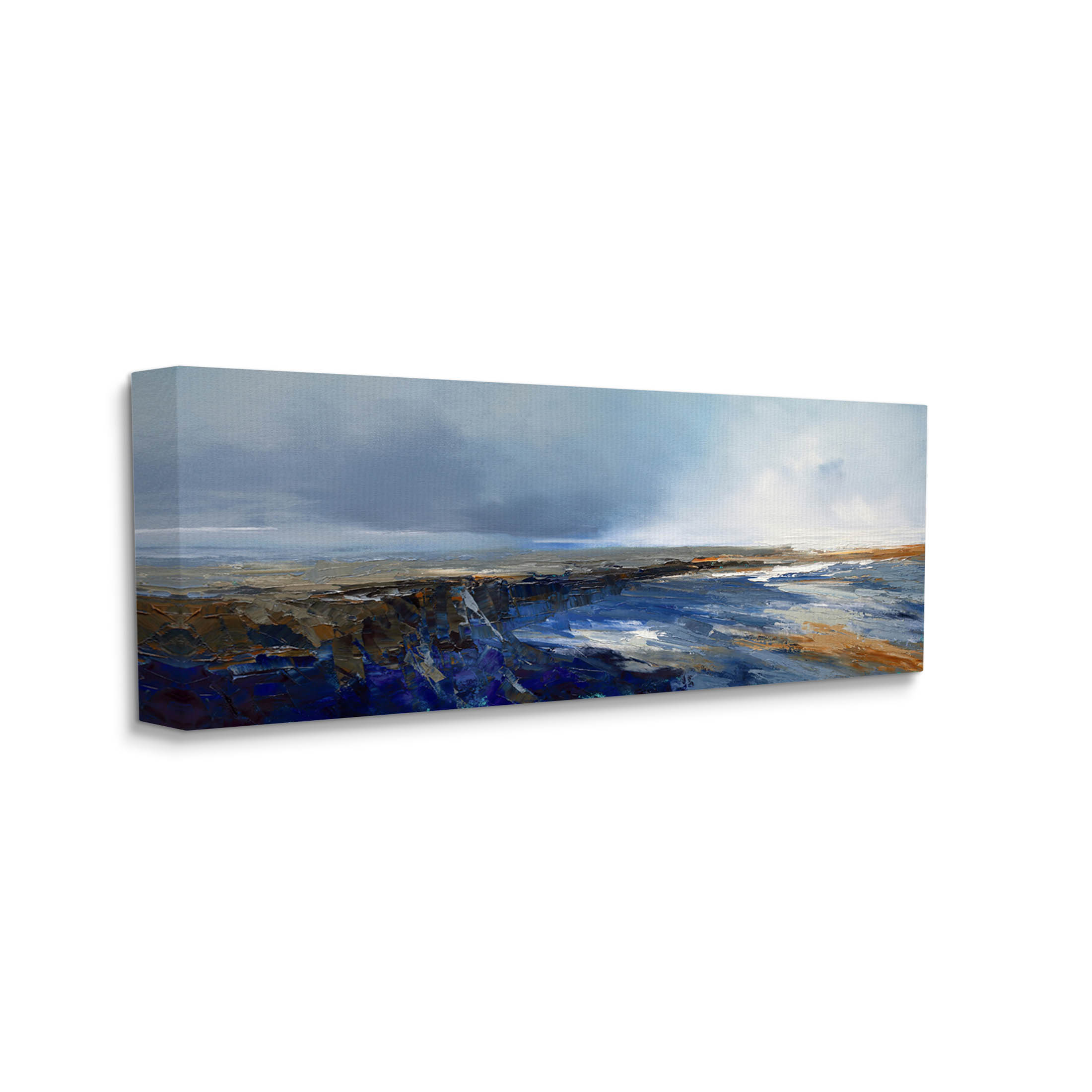 Panoramic Cloudy Sea Landscape Abstract Painting Gallery Wrapped Canvas Print Wall Art