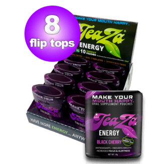 Energy Cherry - Teaza Black Cherry Herbal Energy Pouch Flip Top 8 Pack