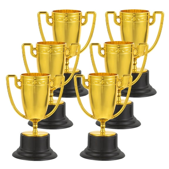 Worgeous 6pcs Mini Gold Trophies Small Plastic Award Cups for Kids Sports Competitions Halloween Party Favors Classroom Rewards Winning Prizes