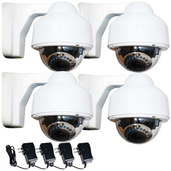 VideoSecu 4x Weatherproof Outdoor Indoor IR Night Vision Security Camera 700TVL Built-in Sony Effio CCD with 4 Power Supply bos