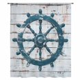 thumbnail image 2 of Teal Coastal Sheer Curtains 63 Inches Long, Nautical Summer Rudder Vintage Light Filering Curtains, Breathable Simi Curtain Privacy Drapes for Living Room Bedroom Lightweight Window Treatment, 2 of 9