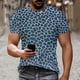 thumbnail image 1 of Ceisia Men's Blue-Gray Leopard Print Crew Neck T-Shirts, Stretchy Breathable Casual Short Sleeve Tops Gifts, 1 of 9