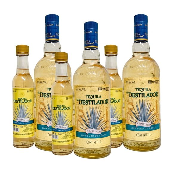Tripack Tequila Destilador Reposado 1l Con Pacha 250ml Destilador Tequila Reposado
