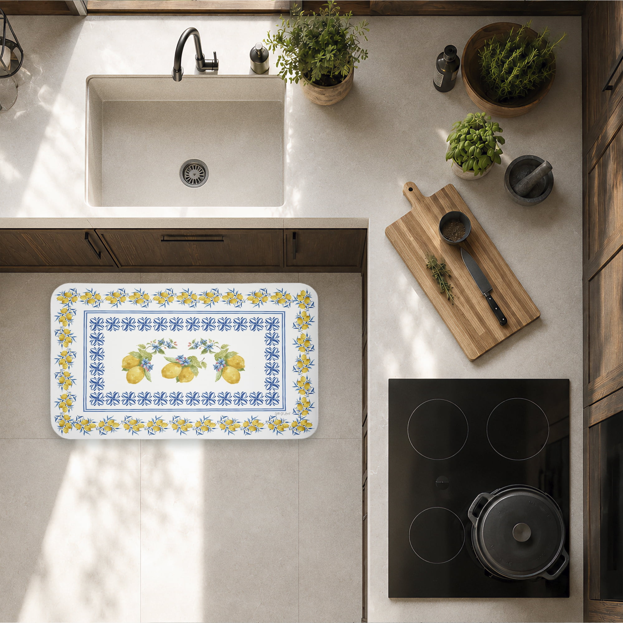 Stupell Industries Lemon & Mediterranean Border Printed Anti-Fatigue Floor Mat, design by Yvette St. Amant