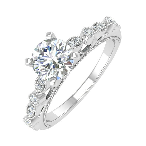 1 Carat Diamond Engagement Ring in 14K White Gold (Ring Size 9.75)
