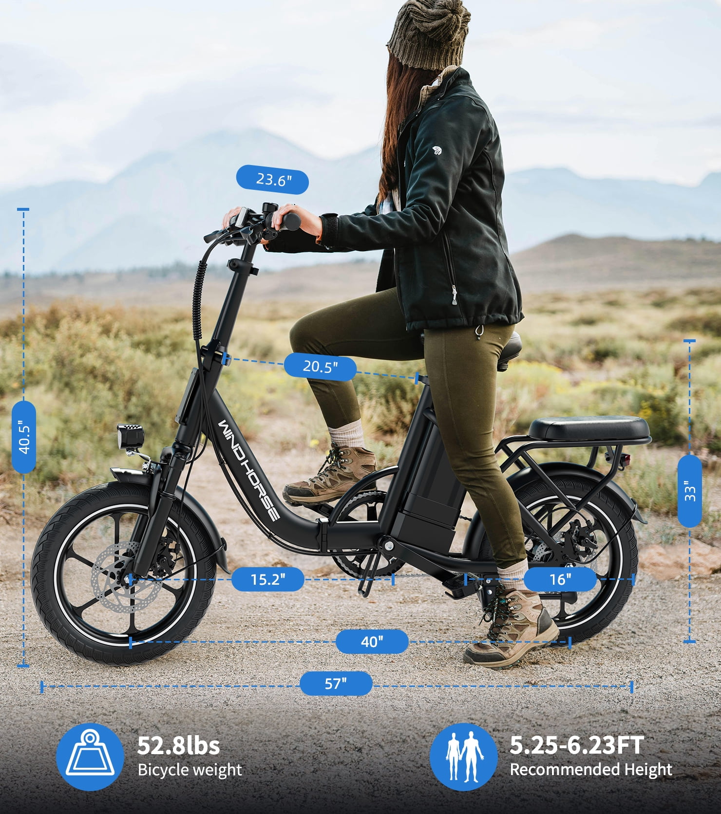16" Folding Electric Bike for Adults – 630W Peak Motor, 20 MPH, 19–35 Miles Pedal Assist, Dual Suspension, Dual Disc Brakes, Removable Battery, LCD Display, Commuter Ebike