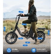 16 Folding Electric Bike for Adults – 630W Peak Motor, 20 MPH, 19–35 Miles Pedal Assist, Dual Suspension, Dual Disc Brakes, Removable Battery, LCD Display, Commuter Ebike