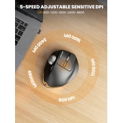 Ergonomic Wireless Trackball Mouse, Adjustable Angle, Thumb Control, Quiet Click, Rechargeable, Multi-Device Bluetooth & USB, for Windows Mac-Black Ball