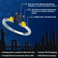 thumbnail image 2 of Gem Stone King 14K White Gold Blue Sapphire and Yellow Sapphire Engagement Ring for Women | 2.07 Cttw | Oval 8X6MM | Gemstone September Birthstone | Size 8, 2 of 6