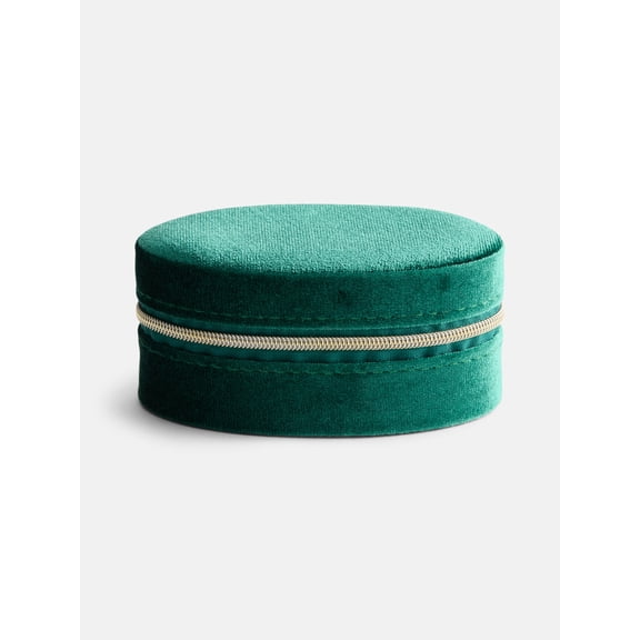 Scenario Women's Oval Zippered Velvet Jewelry Organizer, Green