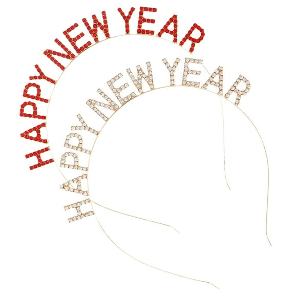 Luxshiny 2Pcs Rhinestone New Year Headband Assorted Color Decorative Party Hair Accessories