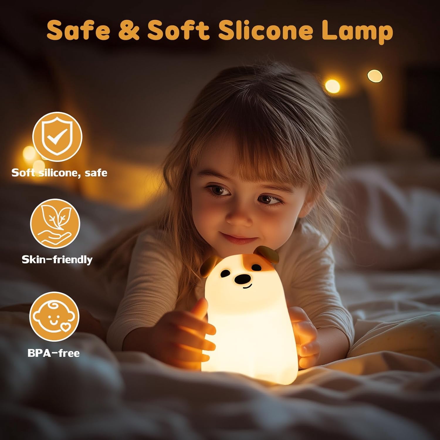 Night Light for Kids, 7 Colors RGB Silicone Puppy Night Light, Rechargeable Dimmable Nursery Lamp with Timer, Cute Kawaii Bedroom Decor Gift for Baby Toddlers Boys Girls