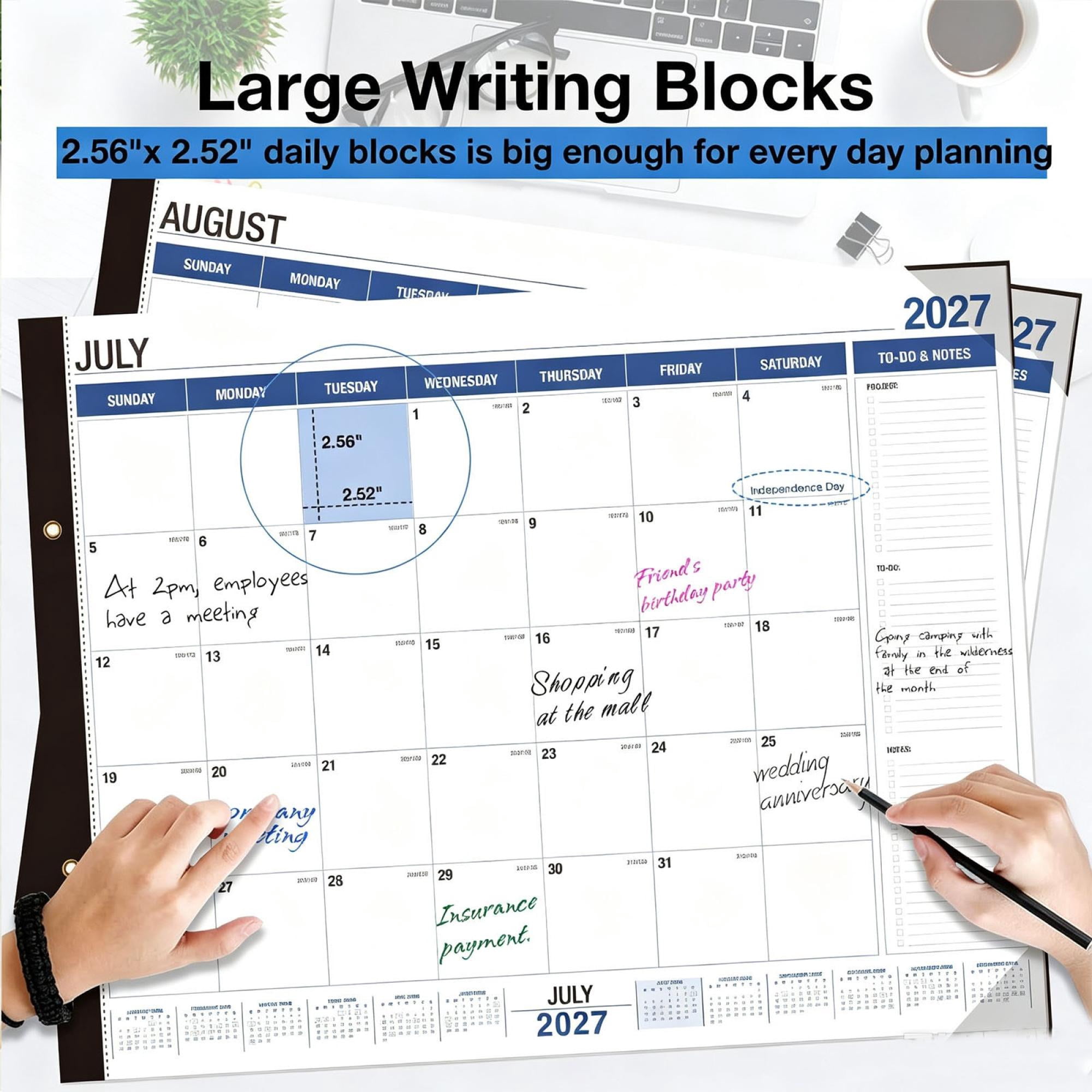 18-Month Desk Calendar 2026-2027 English Monthly Planner Wall Calendar 22 X 17 In Schedule & Notes Organizer