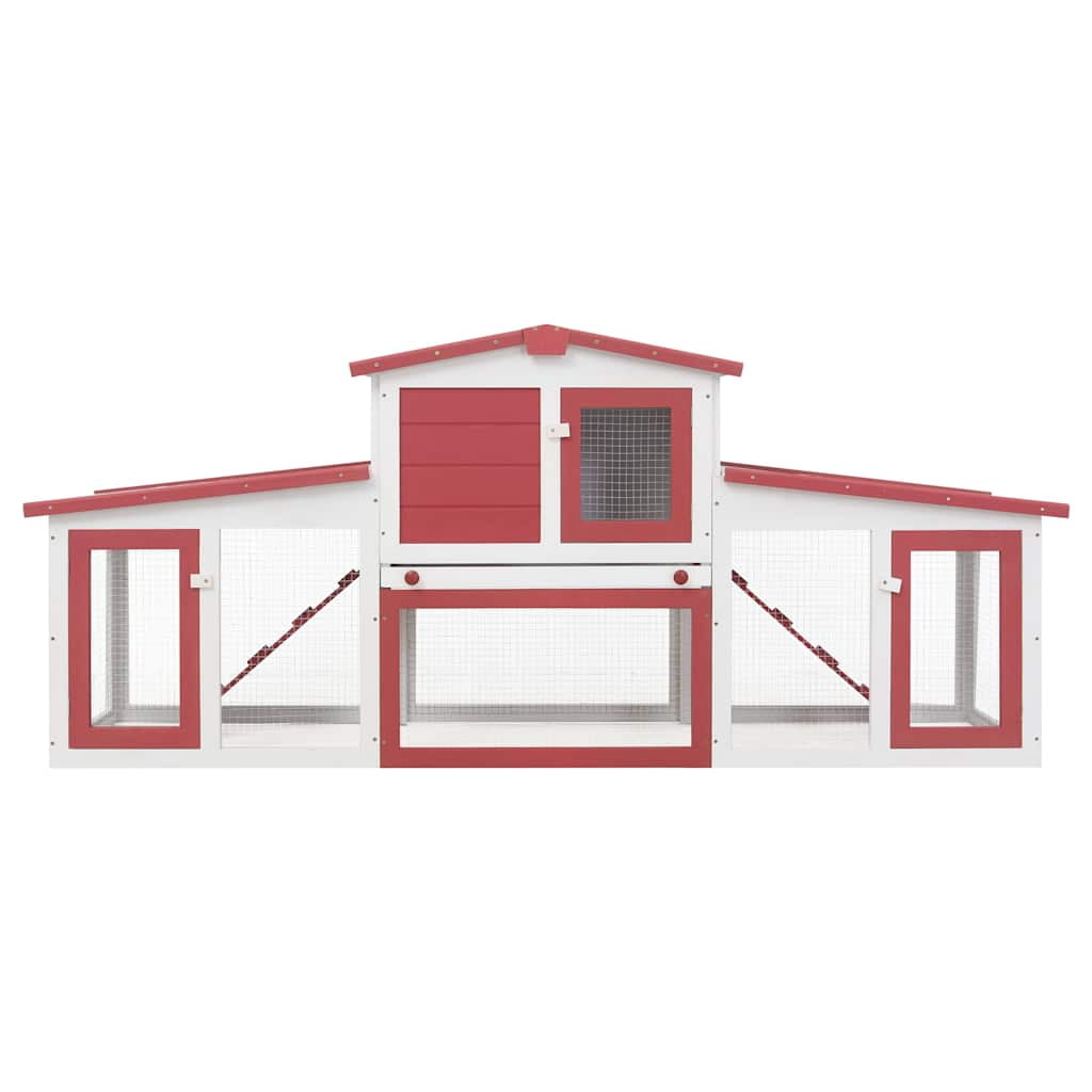 vidaXL Outdoor Large Rabbit Hutch Brown and White 80.3"x17.7"x33.5" Wood