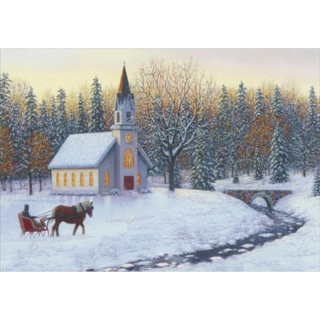 Image Arts Sleigh, Church and Stream Christmas