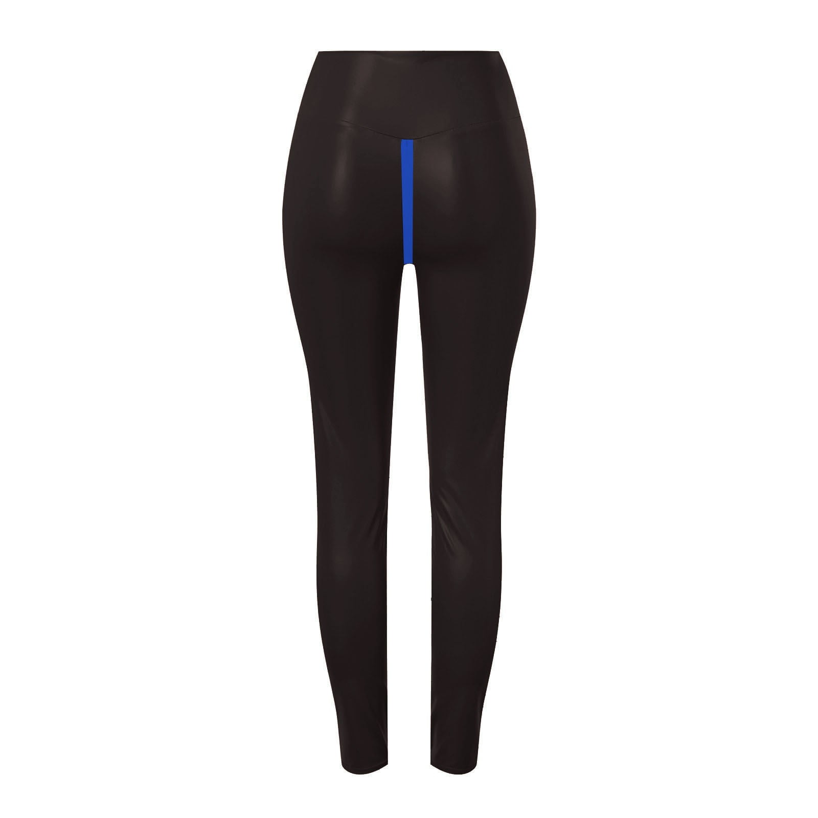 QIJUNTUO ​Women's Faux Leather Yoga Pants With High Waist Tummy Control Slim Fit Workout Trousers For Performance Training​ Blue