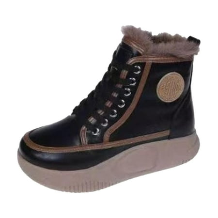 

Snow Boots Nonslip Ankle Boots Warm Soft Lined Comfortable Waterproof Short Boots Footwear Insulated Shoes for Outdoor Activities Skiing Black and 40