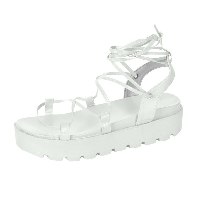 White chunky top flat sandals
