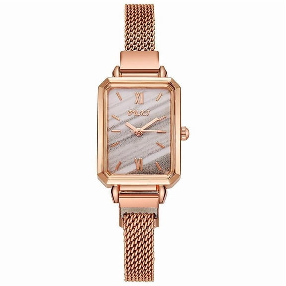 Vintage Gold Alloy Steel Bracelet Women's Watch with Square Case and Roman Numeral Dial for Everyday or Special Occasions