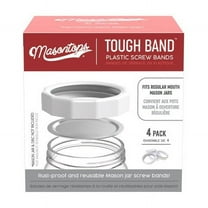 Masontops Tough Band - Regular Mouth Mason Jar Screw Bands - Superior Quality Plastic Replacement Ring Seals & Jar Covers