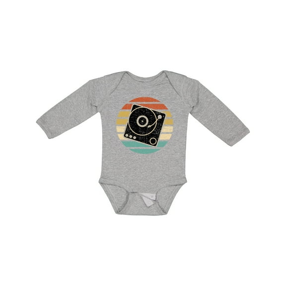 Inktastic Turn Table Record Player Retro Boys or Girls Long Sleeve Baby Bodysuit