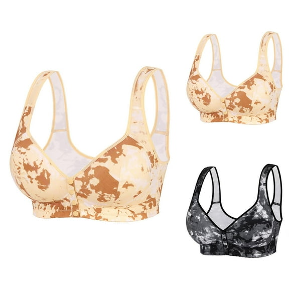 Front Closure Bras for Women Camo Printed Wireless Comfortable Camisole Bralettes Everyday Bra