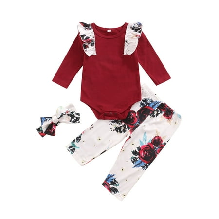 

Ma&Baby Infant Baby Girl Clothes Set Ruffle Romper Top Floral Leopard Pant Autumn Outfit