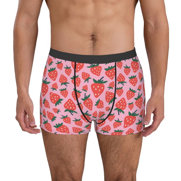 Fotbe Cartoon Strawberry Calzoncillos Tipo Boxer con Bolsa de Soporte Total para Hombre, X-Temp Fresco, Transpirable y de Secado Rápido-XX-Large