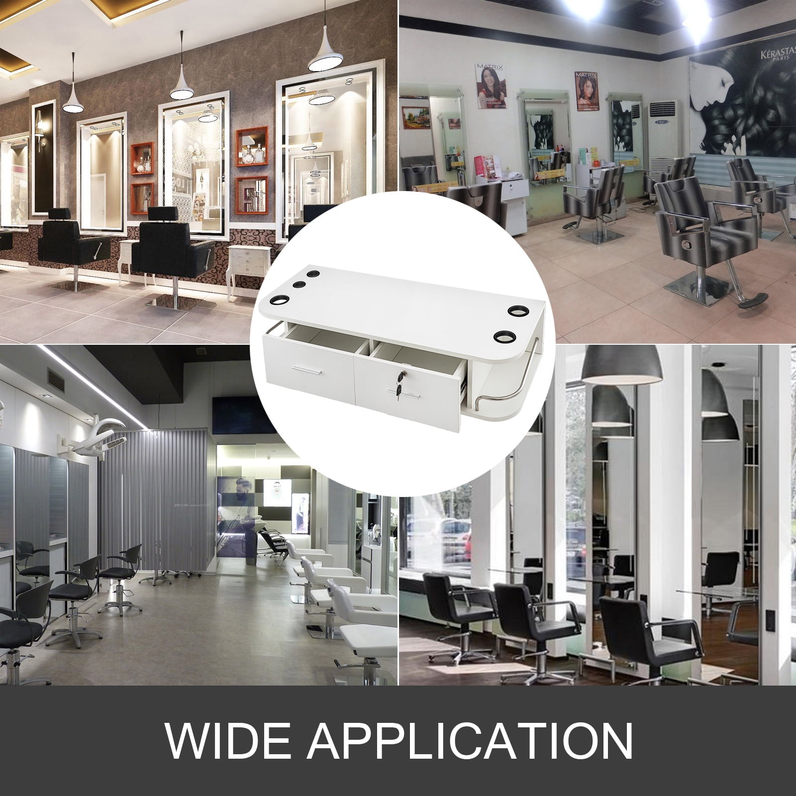 BENTISM Wall Mount Styling Station Salon Equipment 41.3x16x8.9 inch SPA, Barber, Bathroom White