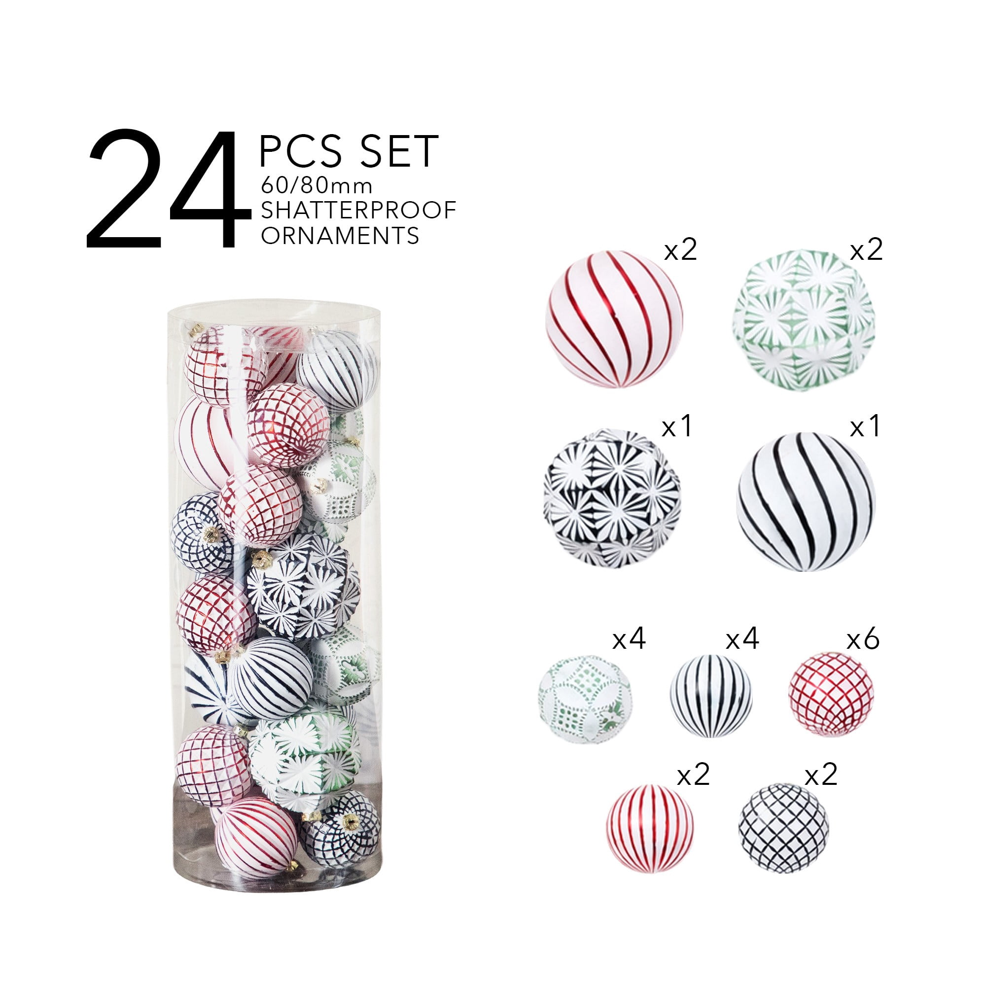 24-pc Pink and Silver Ball Shatterproof Christmas Ornaments