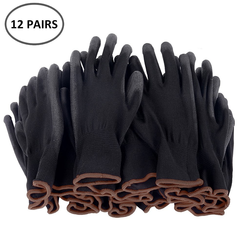 12 Pairs PU Nitrile Safety Coating Work Gloves Palm Coated Gloves