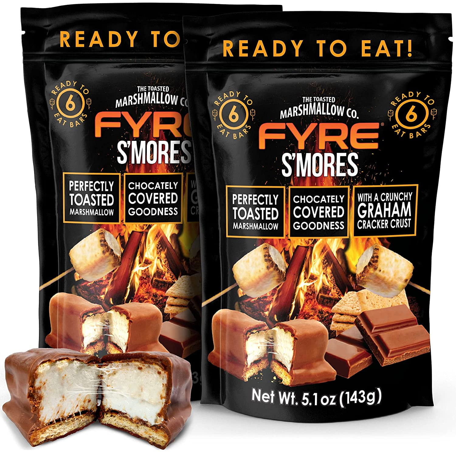 Fyre Smores Bar Choc Smore Ready To Eat, Gourmet Chocolate, 5.1 oz, 12 Pack
