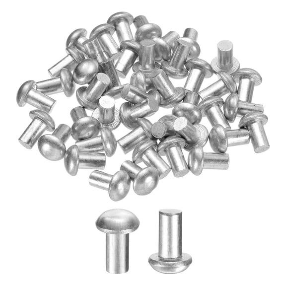 Uxcell 30 Pack Brazier Head Solid Aluminum Rivets, M6 Dia x 10mm Length Round Head Aluminum Boat Rivets for Repairing Boats, Machinery, Aircraft, Automobile Industry