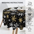 thumbnail image 3 of Black Winter Round Tablecloth 70 Inch White Gold Snowflake Christmas Holiday Theme Decorative Table Cloth Seasonal Rustic Farmhouse for Indoor Party Kitchen Dinner Picnic Decor, 3 of 7