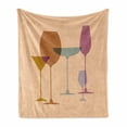 thumbnail image 1 of Merlot Soft Flannel Fleece Throw Blanket, Wine Glasses Silhouette Martini Glass Grain Look Print, Cozy Plush for Indoor and Outdoor Use, 70" x 90", Peach Multicolor, by Ambesonne, 1 of 5