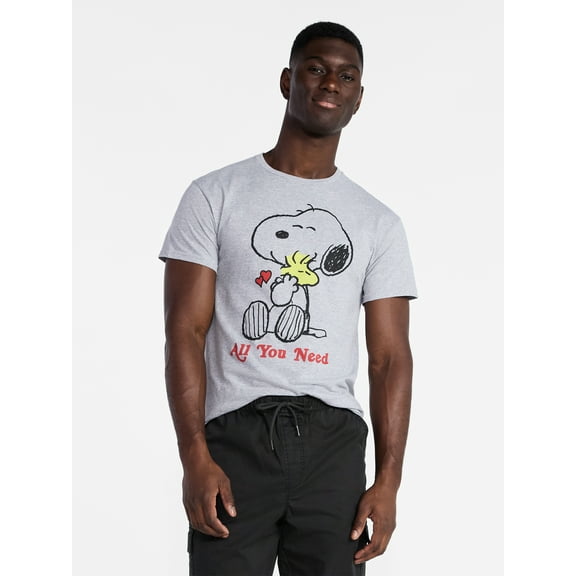 Snoopy Men's and Big Men's All You Need Valentine's Day Graphic Tee, Sizes S-3XL