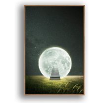 IDEA4WALL Framed Canvas Wall Art for Living Room, Bedroom Moon with Bright Canvas Prints for Modern Home Decoration Ready to Hang